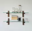 Walnut-seinähylly 100% karkaistua lasia, 8 mm, 100% mäntyä, 85x25x25 cm, 2 kpl, helppo kiinnitys, moderni tyyli - Seinähyllyt - 8681875707953 - 2