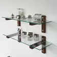 Walnut-seinähylly 100% karkaistua lasia, 8 mm, 100% mäntyä, 85x25x25 cm, 2 kpl, helppo kiinnitys, moderni tyyli - Seinähyllyt - 8681875707953 - 8
