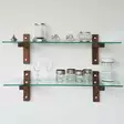 Walnut-seinähylly 100% karkaistua lasia, 8 mm, 100% mäntyä, 85x25x25 cm, 2 kpl, helppo kiinnitys, moderni tyyli - Seinähyllyt - 8681875707953 - 3