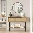 Walnut Oak -sivupöytä, 100% melamiinipinnoitettu, 18mm, 100x76x29,5cm, peili 60x60x1,8cm, metallijalat, 2 pakettia - Sivu- ja apupöydät - 8684282369523 - 4