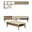 Walnut Travertine Olohuoneen Kalustesetti - 100% Melamiinipinnoitettu Lastulevy - TV-taso, Hylly, Sohvapöytä - Huonekalut - 8684283020843 - 1