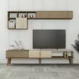 Walnut Travertine Olohuoneen Kalustesetti - 100% Melamiinipinnoitettu Lastulevy - TV-taso, Hylly, Sohvapöytä - Huonekalut - 8684283020843 - 3