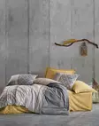 Yhden hengen pussilakanasetti Ranforce, harmaa sinapinkeltainen valkoinen, 160 x 220 cm, pehmeä, helppohoitoinen - Lakanat ja tyynyliinat - 8682870695863 - 1