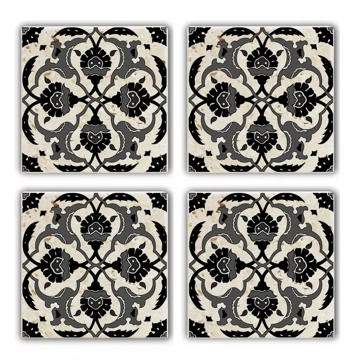 100% Luonnonkivinen Lasinalussetti (4 kpl) - Monivärinen, 10x10x1 cm - Tyylikäs ja Kestävä Keittiötarvike - Pöytäliinat ja tabletit - 8682870013803 - 1