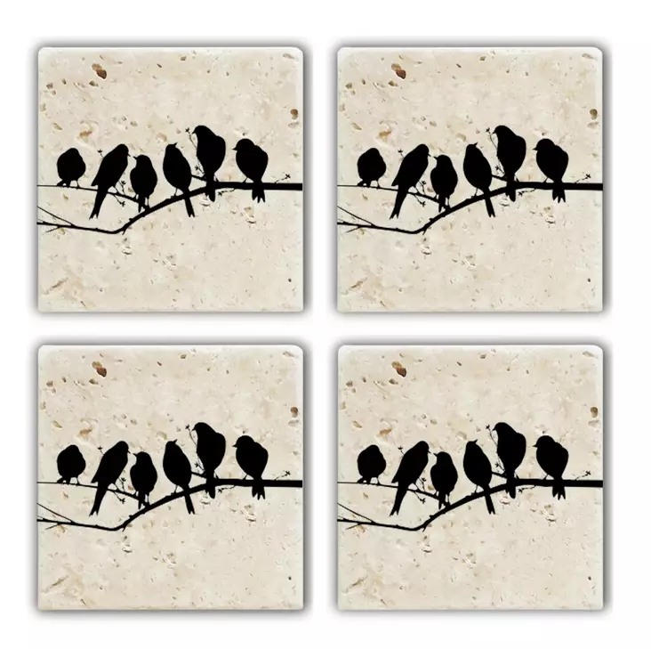 100% Luonnonkivinen Lasinalussetti (4 kpl) - Monivärinen, Käsintehty, 10x10x1 cm - Tyylikäs ja Monikäyttöinen - Pöytäliinat ja tabletit - 8682870013773 - 1