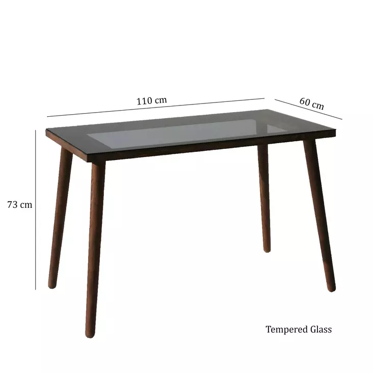 100% Pyökkiopiskelupöytä, Pähkinänvärinen, 6mm Karkaistu Lasi, 110x73x60cm, Useita Hyllyjä, Helppo Koota - - 19-19-8682870558793 - 1