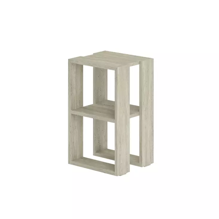 2-Tasoinen Yöpöytä Travertiini 100% Melamiinipinnoitettu Lastulevy 18mm 30x55x30cm Tyylikäs ja Kestävä - Yöpöydät - 8684283438853 - 1