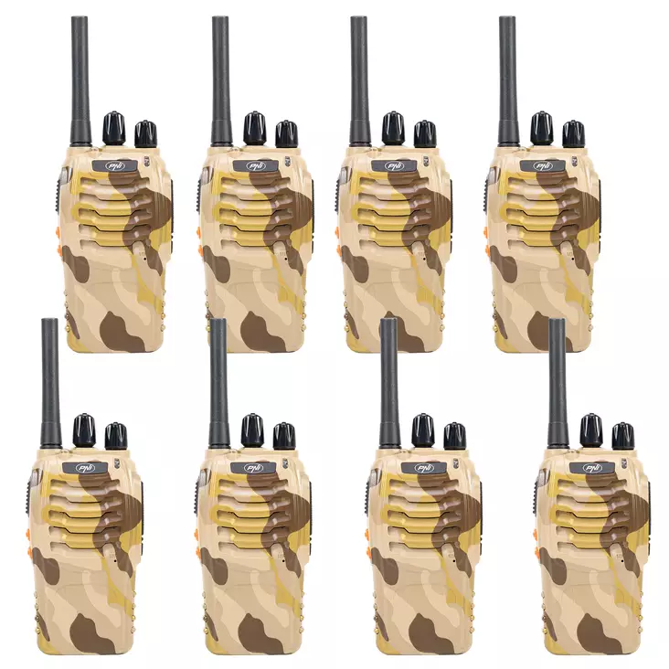 8 kannettavan radioaseman pakkaus PNI PMR R40 CAMO 0.5W, 16 PMR, Li-Ion 1200mAh latureilla ja kuulokkeilla - PNI tuotteet - 5949066543203 - 1