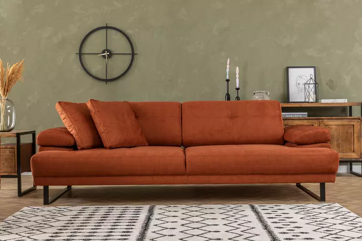 3-istuttava vuodesohva, oranssi, 239 cm x 99 cm x 83 cm, kestävä, mukava, monipuolinen - Vuodesohvat - 8683342766593 - 1