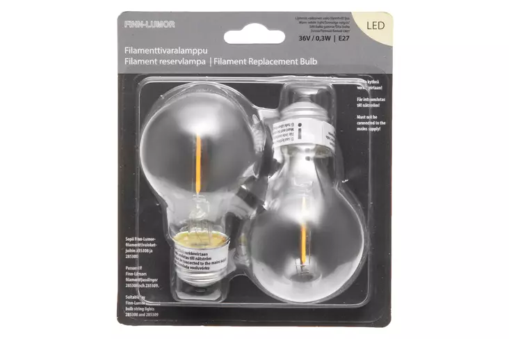 Finnlumor Varalamppu Filament 36V E27 2 kpl kirkas - Lamput ja loisteputket - 6410412853103 - 1