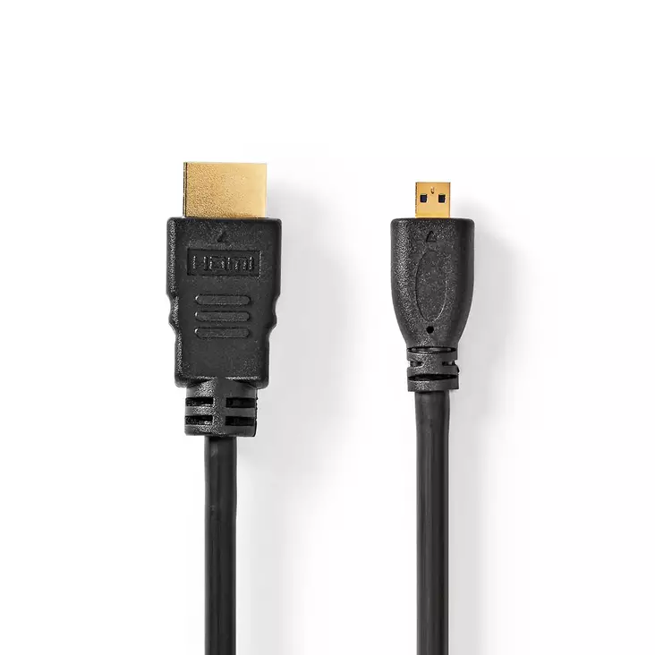 High Speed HDMI Kaapeli Ethernet | HDMI liitin | HDMI Micro | 4K@30Hz | 10.2 Gbps | 1.50 m | Pyöreä | PVC | Musta | Label - HDMI-kaapelit - 5412810427123 - 1