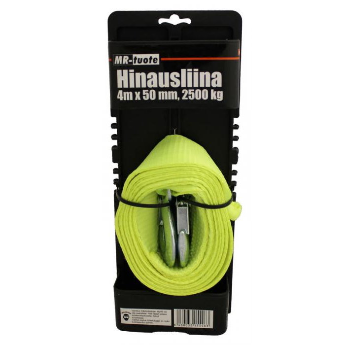 Hinausliina 4m x 50mm 2500 kg - Kuljetustarvikkeet autoon - 6430032155463 - 1