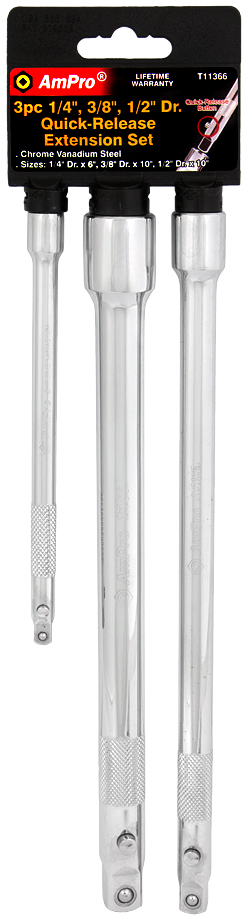 Jatkovarsisarja 1/4", 3/8" & 1/2" 3-os - Hylsyt ja adapterit - 795609113663 - 1