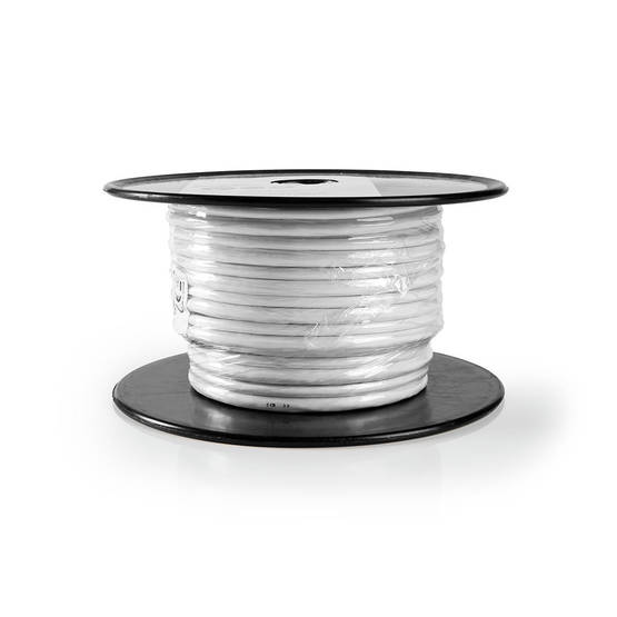 IEC (koaksiaali) CAT6 Combi-kaapeli kelalla | RG58 | 75 Ohm | Tuplasuojattu | ECA | 10.0 m | Pyöreä | Valkoinen | Kela - Antennikaapelit - 5412810320363 - 2