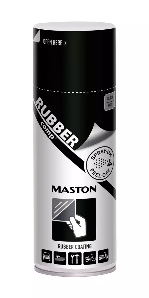 Kumimaalispray RUBBERcomp Musta Puolikiilt=C3=A4v=C3=A4 - Spraymaalit - 6412490027353 - 1