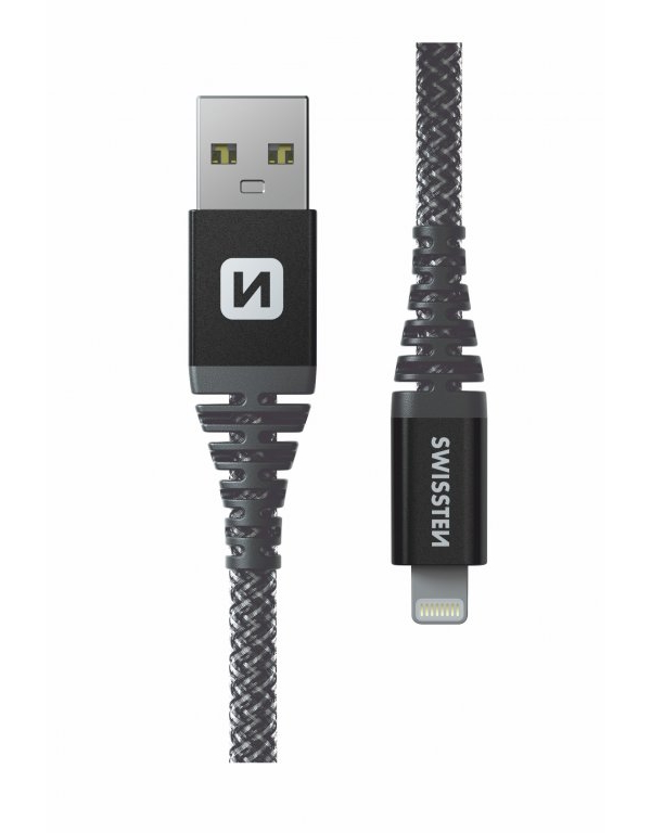 Latauskaapeli Kevlar USB/LIGHTNING 1,5m Swissten - Lightning-kaapelit - 8595217481503 - 1