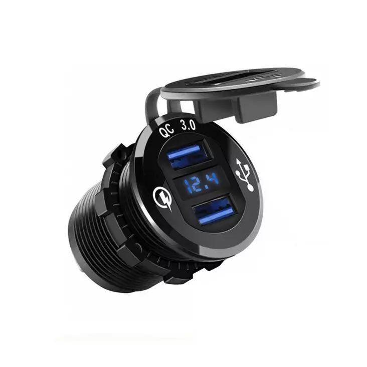 Latausportti vesitiivis USB 12/24V QC3.0 - Muut autosähkötarvikkeet - 6438014270883 - 1