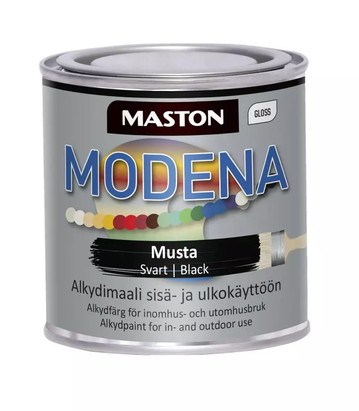 Maali Maston Modena musta 250ml - Metalli- ja kalustemaalit - 6412496041223 - 1