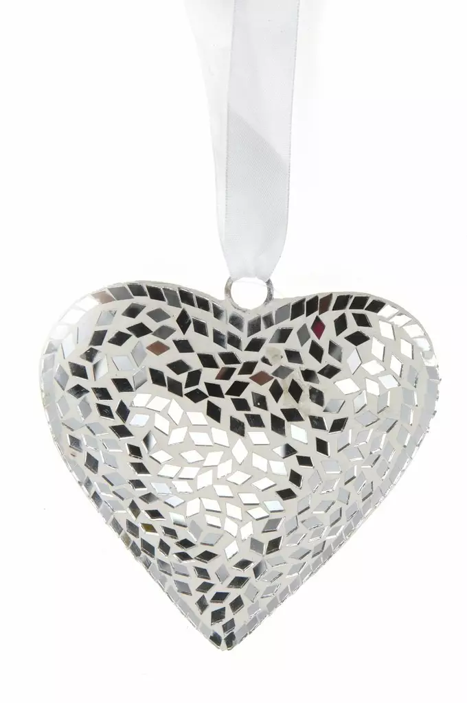 Mosaiikkisydän 12 cm hopea - Koristeet, koriste-esineet - 8711295166273 - 1