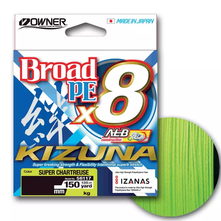 Owner Kizuna 1500m mikrokuitusiima chartreuse 0,19mm - Siimat - TN-228393 - 1