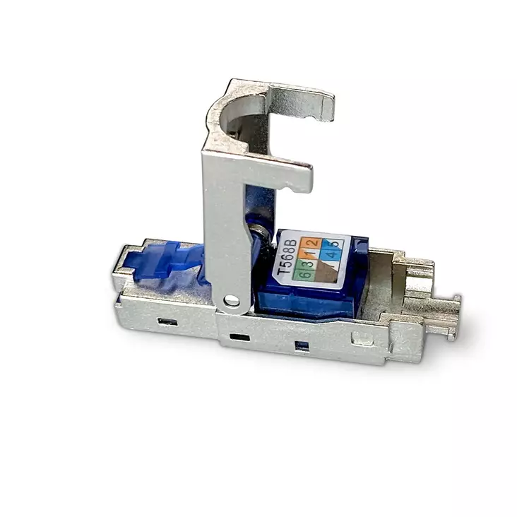 RJ45-liitin | Uros | Toolless CAT6 / CAT6a | Suora | Kullattu | 2 kpl | Metalli | Harmaa / Sininen | Laatikko - Tietokone ja verkko - 5412810443543 - 10