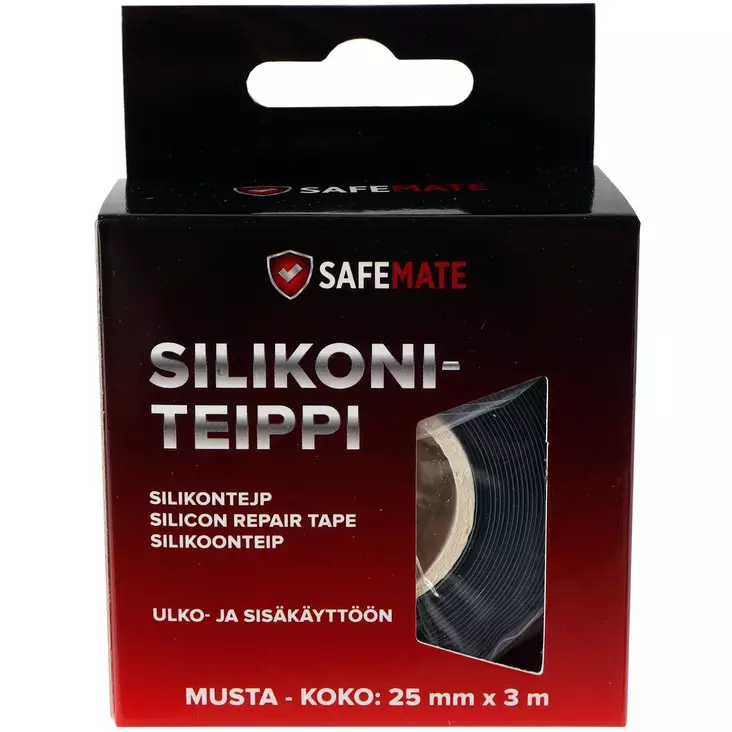Silikoniteippi 25mm x 3m Musta SafeMate - Rakennusteipit - 6418536023723 - 1
