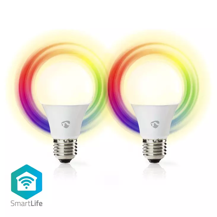 SmartLife RGB Lamppu | E27 | 806 lm | 9 W | Lämpimästä kylmään valkoiseen / RGB | 2700 - 6500 K | Android / IOS | polttimo | 2 kpl - Valonlähteet - 5412810335473 - 1