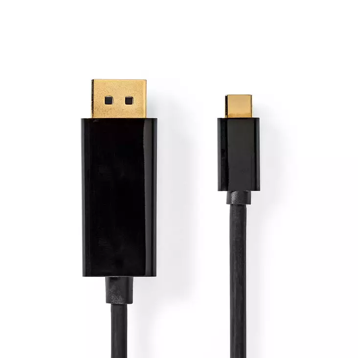 USB-C Sovitin | USB 3.2 Gen 1 | USB-C Uros | DisplayPort uros | 4K@60Hz | 2.00 m | Pyöreä | Kullattu | PVC | Musta | Laatikko - Tietokone ja verkko - 5412810406333 - 1