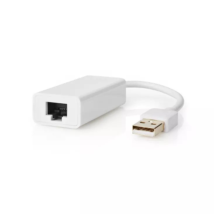 USB-verkkosovitin | USB 2.0 | 100 Mbps | USB-A Uros | RJ45 Naaras | 0.20 m | Pyöreä | Kullattu / Niklattu | Puhdas kupari | Valkoinen | Laatikko - Tietokone ja verkko - 5412810328703 - 1