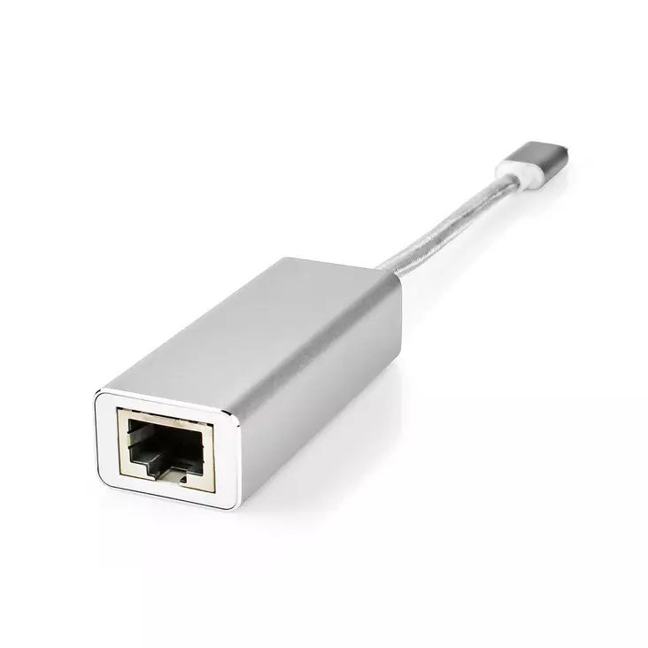 USB-verkkosovitin | USB 3.2 Gen 1 | 1 Gbps | USB-C Uros | RJ45 Naaras | 0.20 m | Pyöreä | Kullattu | Tinattu Kupari | Hopea | Laatikko kannella ja ikkunalla - Tietokone ja verkko - 5412810331673 - 1