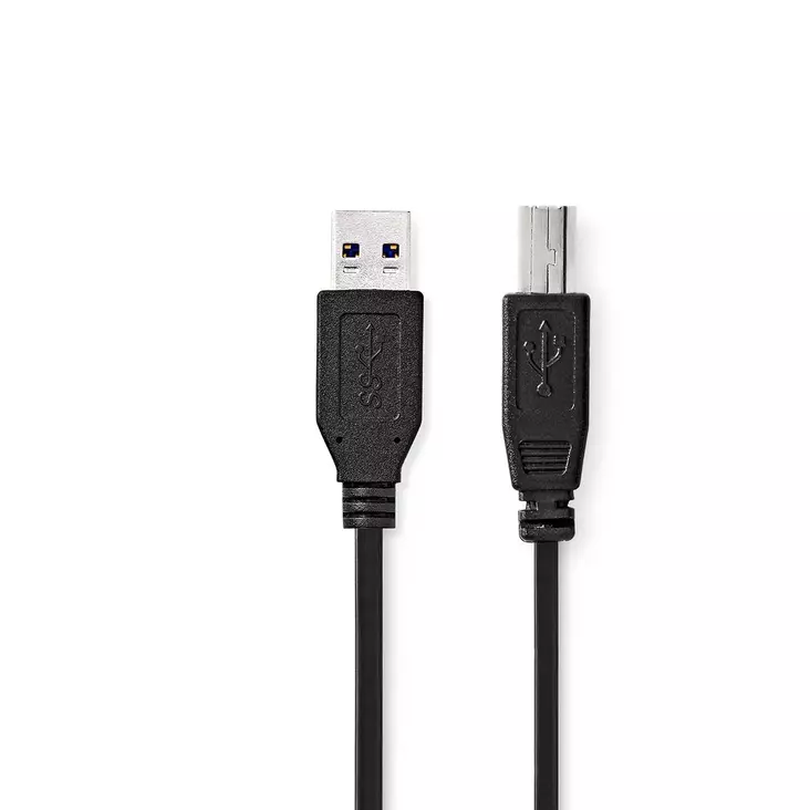 USB kaapeli | USB 3.2 Gen 1 | USB-A Uros | USB-B Uros | 5 Gbps | Niklattu | 2.00 m | Pyöreä | PVC | Musta | Laatikko - Tietokone ja verkko - 5412810421923 - 1
