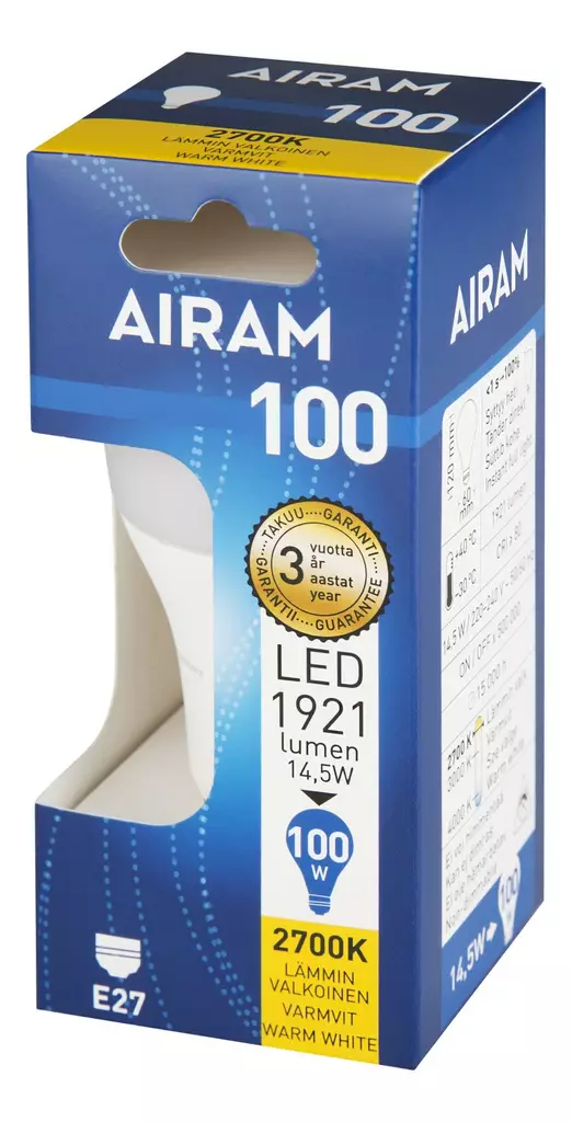Vakiokupulamppu Led E27 kannalla 14,5W myyntipakkaus - Lamput ja loisteputket - 6435200248343 - 1