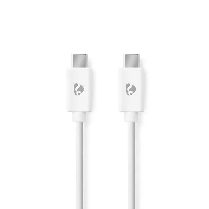 USB kaapeli | USB 2.0 | USB-C Uros | USB-C Uros | 60 W | 480 Mbps | Niklattu | 1.00 m | Pyöreä | PVC | Valkoinen | Label - Tietokone ja verkko - 5412810481163 - 1