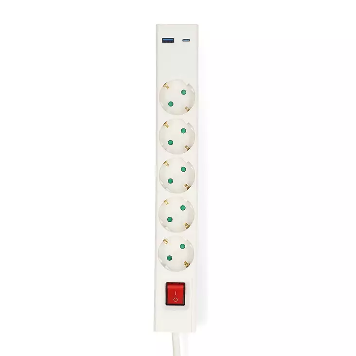 Jatkojohto | Maadoitettu virtaliitin / Tyyppi F (CEE 7/7) | 5-suuntainen | 1.50 m | 3680 W | 16 A | USB Liitäntä | On/off-kytkin | Valkoinen - Jatkojohdot - 5412810481743 - 30