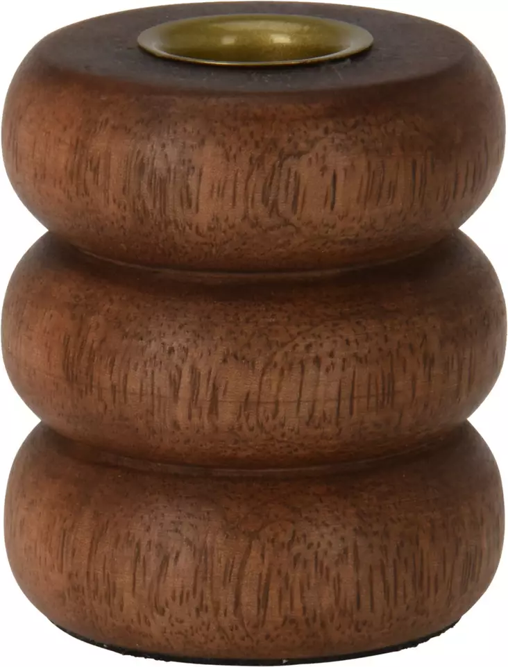Elegantti mangopuu kynttilänjalka 7cm, skandinaavinen design, metalliholkki, lämmin tunnelma kotiin - Kynttilät ja lyhdyt - 8720573752213 - 1