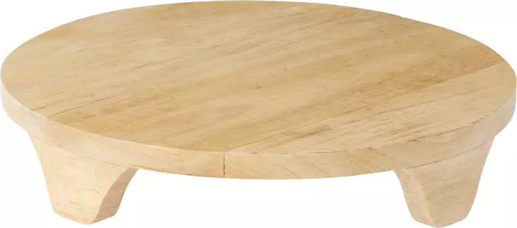 Pyöreä puinen korokealusta 27 cm, mangopuuta, luonnollinen viimeistely, sisustukseen ja tarjoiluun - Koristeet, koriste-esineet - 8721037534963 - 1