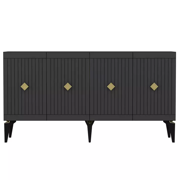 Anthracite Gold Konsoli - 100% Melamiinipinnoitettu Lastulevy, 18mm, 150x79x40cm, 2 Pakettia, Moderni ja Tyylikäs - Lipastot ja senkit - 8683742835783 - 1