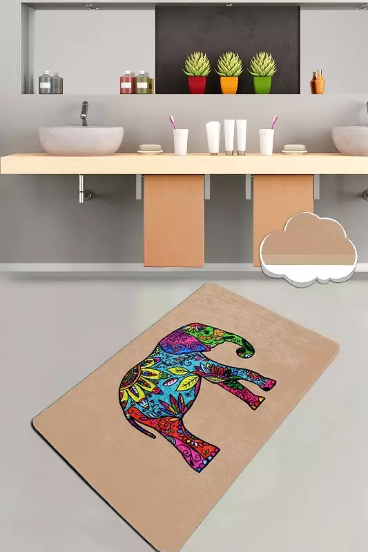 Antibakteerinen Kylpymatto 70x120 cm - Monivärinen, 100% Polyesteri, Konepestävä, Liukumaton, 10 mm Paksuus - Kylpyhuonematot ja kosteantilan matot - 8682870916463 - 1