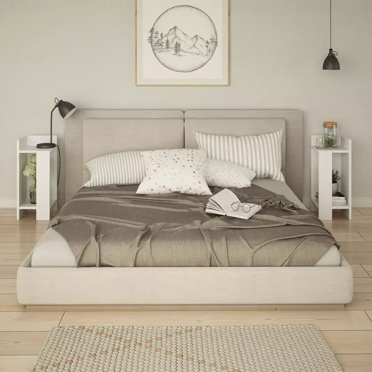 Yöpöytä, valkoinen, 60 cm korkea, kestävä, moderni design - Yöpöydät - 8681875274073 - 1
