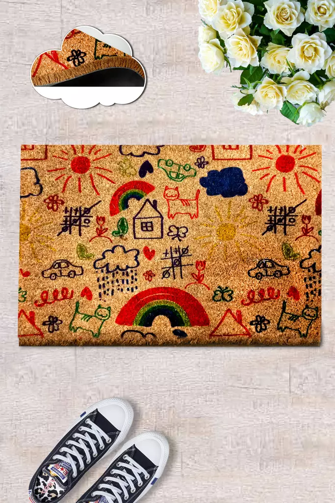 Coco-kynnysmatto, monivärinen, 40 x 60 cm, kestävä, helppo puhdistaa - Kynnysmatot ja kuramatot - 8682870907713 - 1