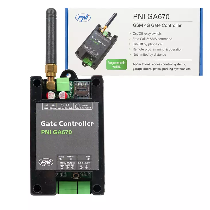 GSM 4G PNI GA670 -rele autotallin ovien, porttien ja esteiden ohjaukseen - PNI tuotteet - 5949066547973 - 1