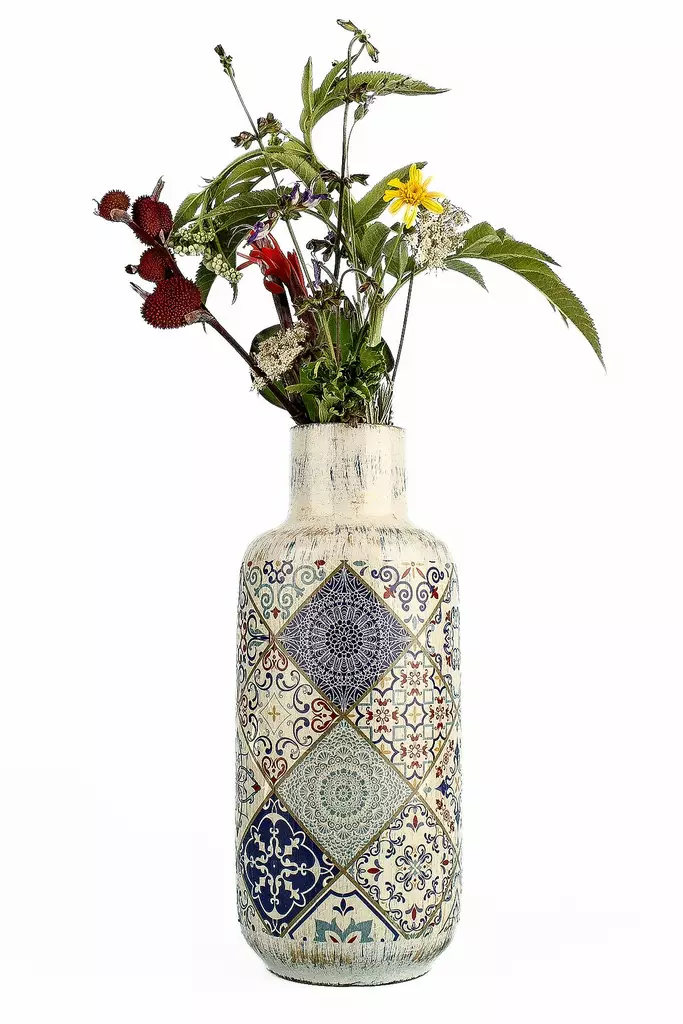 Käsinmaalattu Monivärinen Keraaminen Koristeellinen Ruukku - 11 cm x 26 cm - Tyylikäs Sisustuselementti - Kukka-amppelit ja maljakot - 8684283435623 - 1