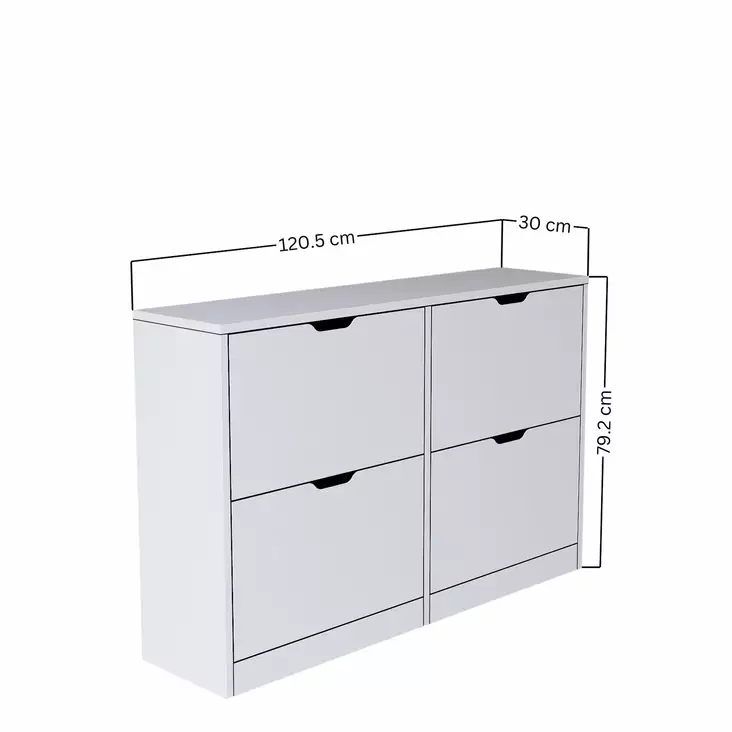 Kenkäkaappi - Tyylikäs ja Kestävä Säilytysratkaisu, 100% Melamiinipinnoitettu, 18mm, 120,5x79,2x30cm, Matta Valkoinen - Kenkäkaapit - 8684283109883 - 1