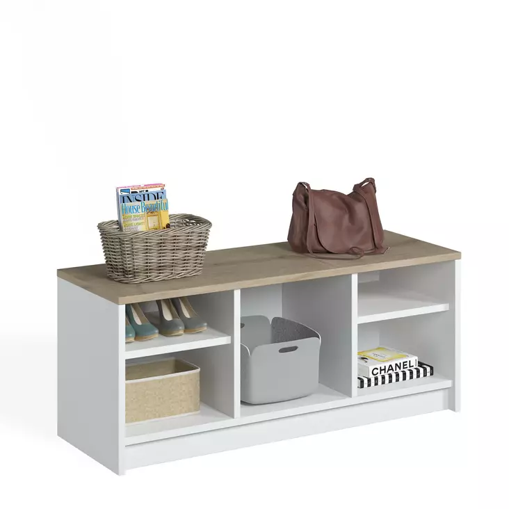 Kenkäkaappi - Valkoinen Safiiritammi, 100% Melamiinipinnoitettu, 100x40x35 cm, Useita Hyllyjä, Lisäsäilytystila - Kenkäkaapit - 8683342497763 - 1