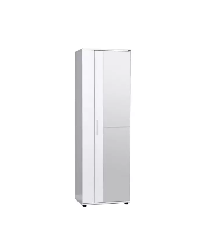 Kenkäkaappi Peiliovella - Valkoinen, 100% Melamiinipinnoitettu Lastulevy, 60x187x35 cm, Useita Hyllyjä, Seinään Kiinnitettävä - Kenkäkaapit - 8682870658493 - 1