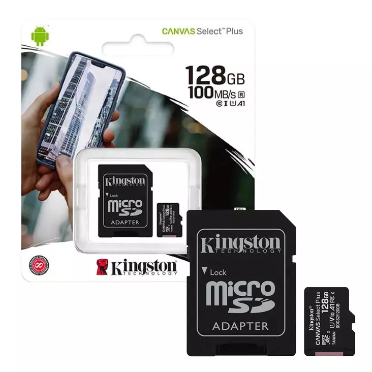 Kingston Canvas Select Plus MicroSD -muistikortti, 128 Gt, 100 Mt / s, sovittimella - PNI tuotteet - 740617298703 - 1