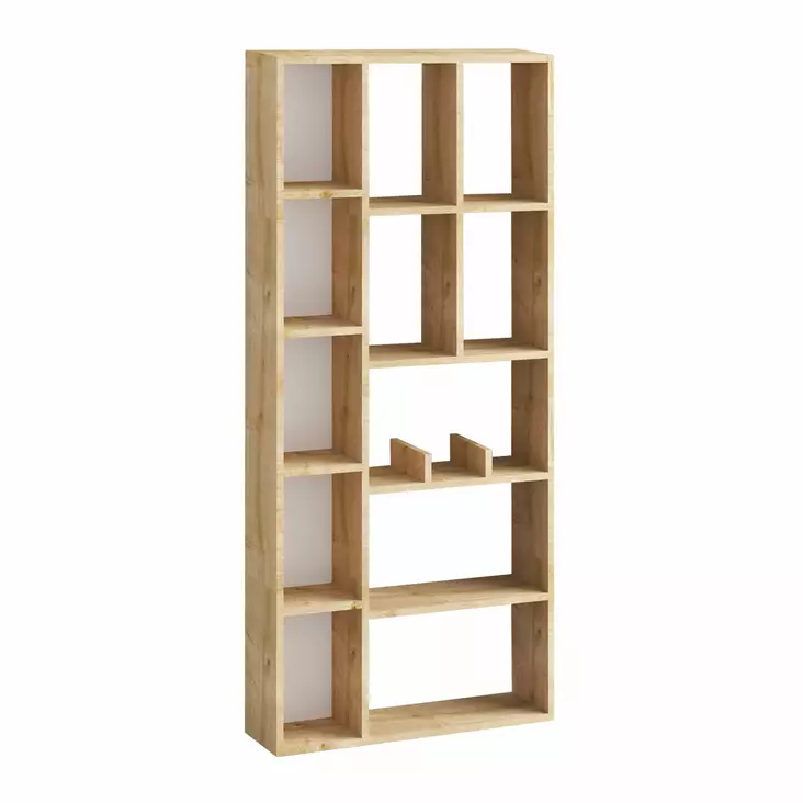 Kirjahylly Sapphire Oak - 100% Melamiinipinnoitettu Lastulevy, 75x170x18 cm, Elegantti ja Kestävä Sisustuselementti - Kirjahyllyt - 8683743015863 - 1