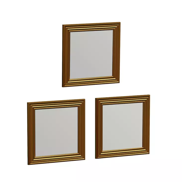 Kolmen Kappaleen Peilisetti - Kultainen MDF Kehys - Ekologinen Flotal-E Peili - 40x40x3 cm - Helppo Asennus - Peilit - 8683743822713 - 1