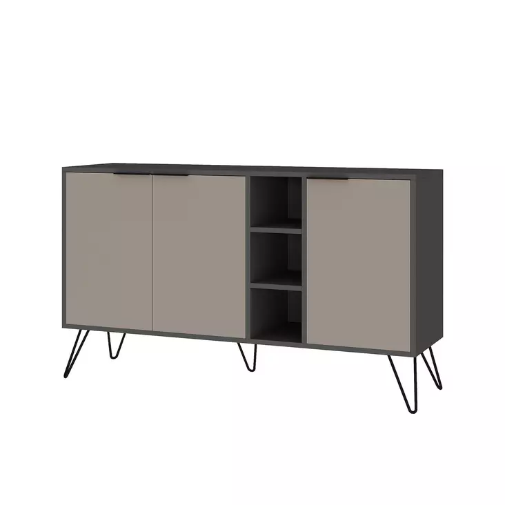 Konsoli, vaaleanruskea antrasiitti, 142 cm leveä, kestävä, käytännöllinen - Lipastot ja senkit - 8681875837643 - 1