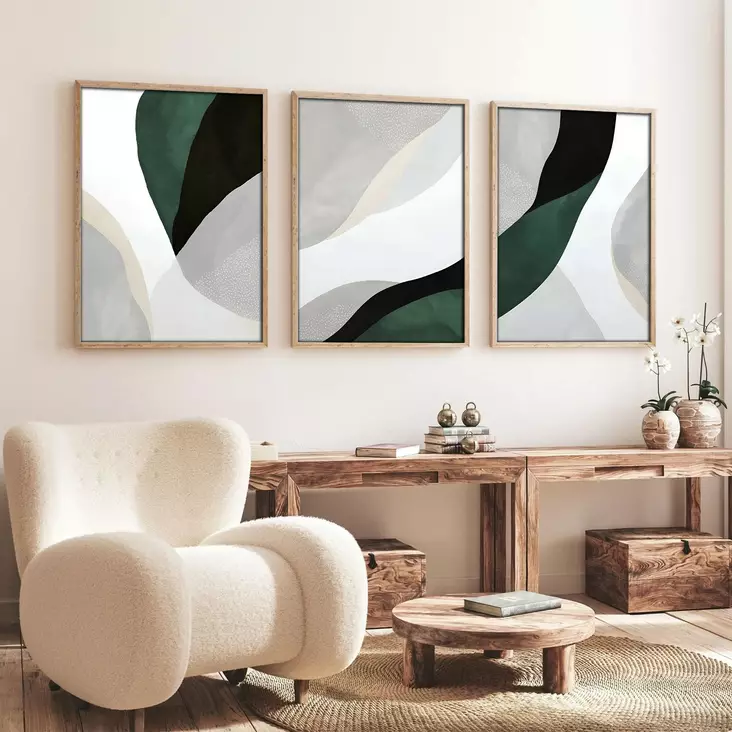 Koristeellinen kehystetty MDF-taulu (3 osaa), monivärinen, 50 x 70 cm (3 Pieces), tyylikäs, kestävä, näyttävä - Taulut ja kehykset - 8684282633853 - 1